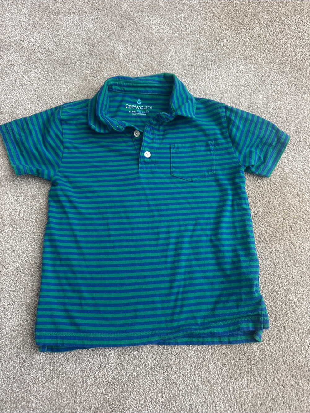 crewcuts Blue & Green Striped Polo Shirt